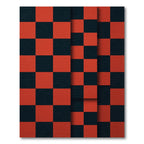 Modern Red and Charcoal Geometric Checkerboard Rug