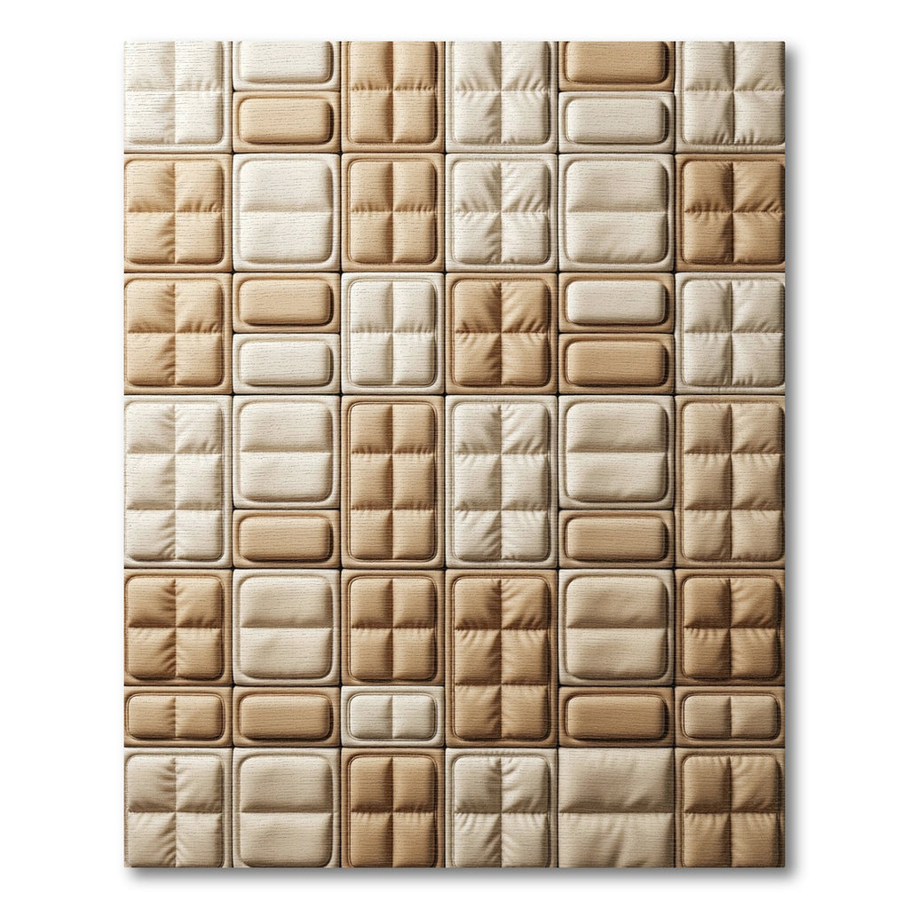 Neutral Padded Grid Geometric Texture Rug