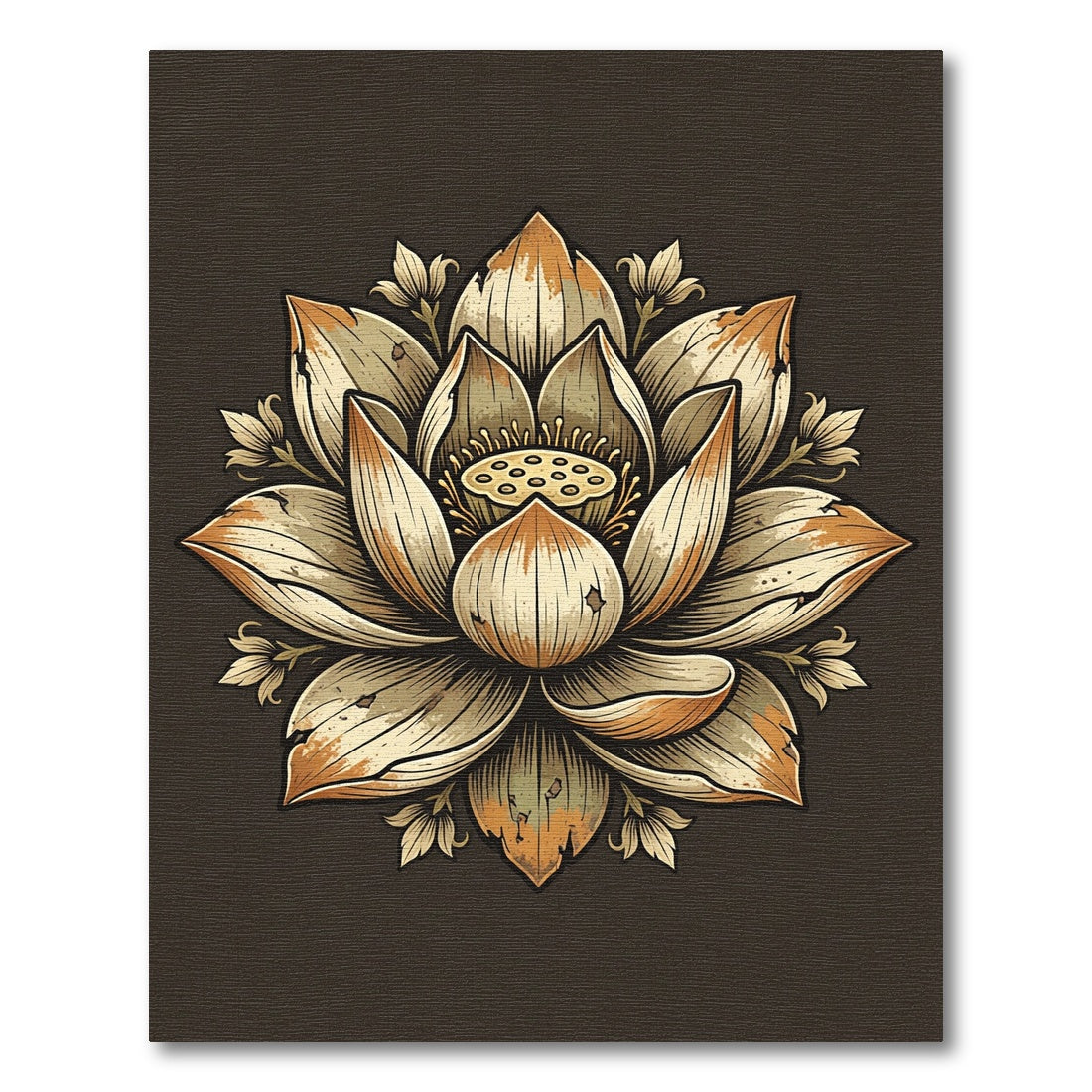 Golden Lotus Floral Mandala Artwork Rug