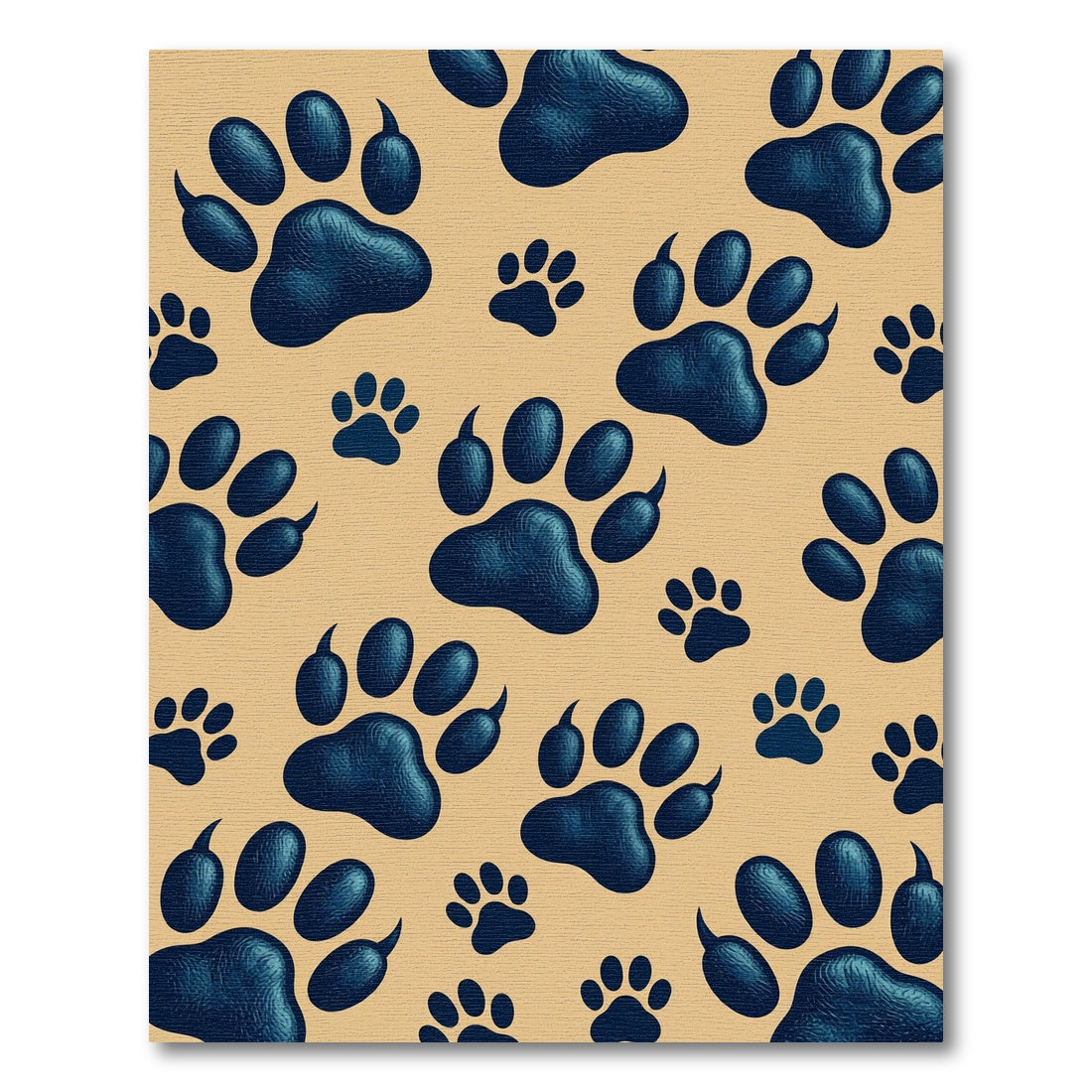 Navy Blue Animal Paw Print Rug