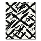 Black Vintage Propeller Airplane Graphic Rug