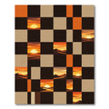 Abstract Sunset Landscape Checkerboard Tapestry Rug