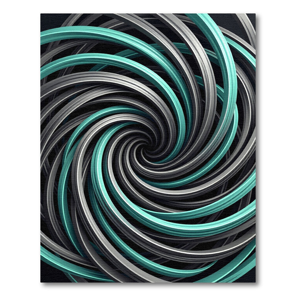 Modern Teal and Silver Swirl Spiral Rug