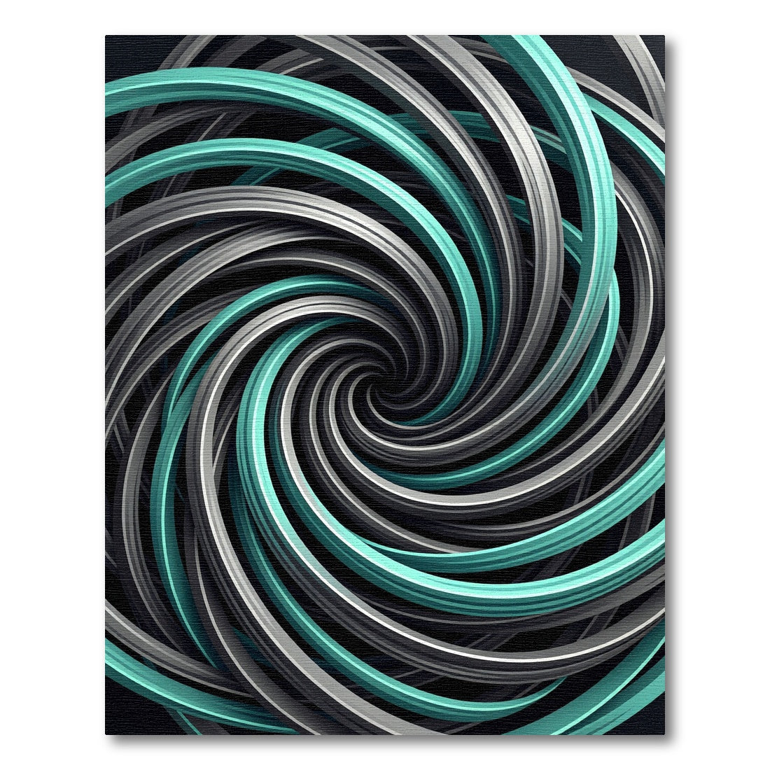 Modern Teal and Silver Swirl Spiral Rug