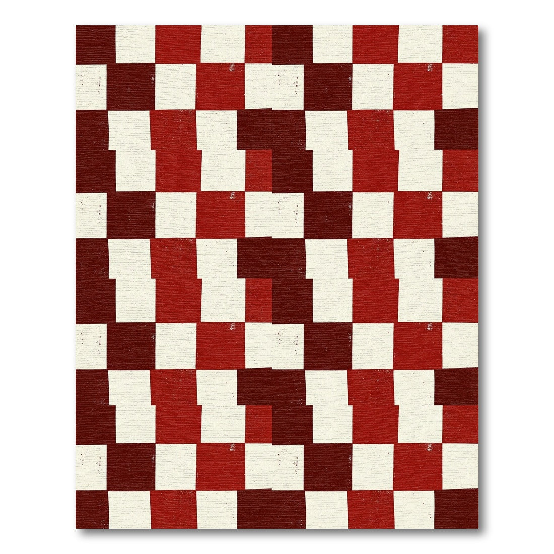 Rustic Red Crimson Checkered Rug