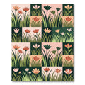 Modern Floral Grid in Soft Earth Tones Rug