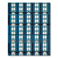 Modern Blue Geometric Beach Hut Grid Rug