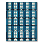 Modern Blue Geometric Beach Hut Grid Rug