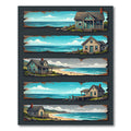 Coastal Cottage Beach Scene Rug