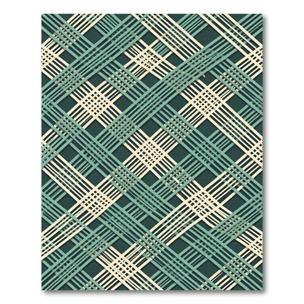Sage and Cream Interwoven Geometric Lattice Rug