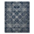Silver Geometric Lattice Navy Rug