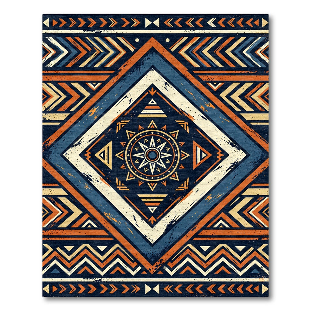 Navajo Diamond Blue Orange Chevron Rug