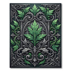 Ornate Emerald Foliage Silver Filigree Rug