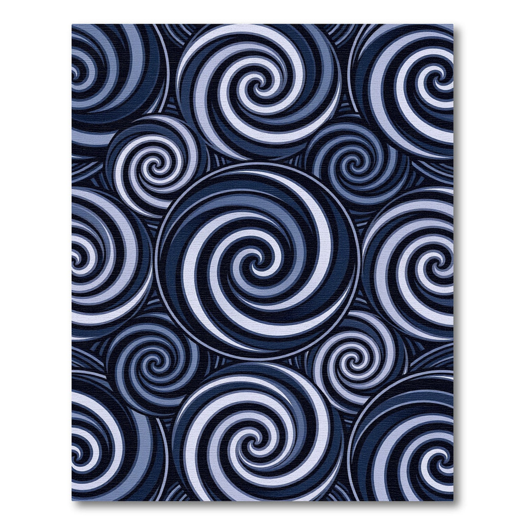Navy Blue Abstract Optical Swirl Rug
