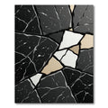 Black White Gold Cracked Mosaic Rug