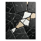 Black White Gold Cracked Mosaic Rug