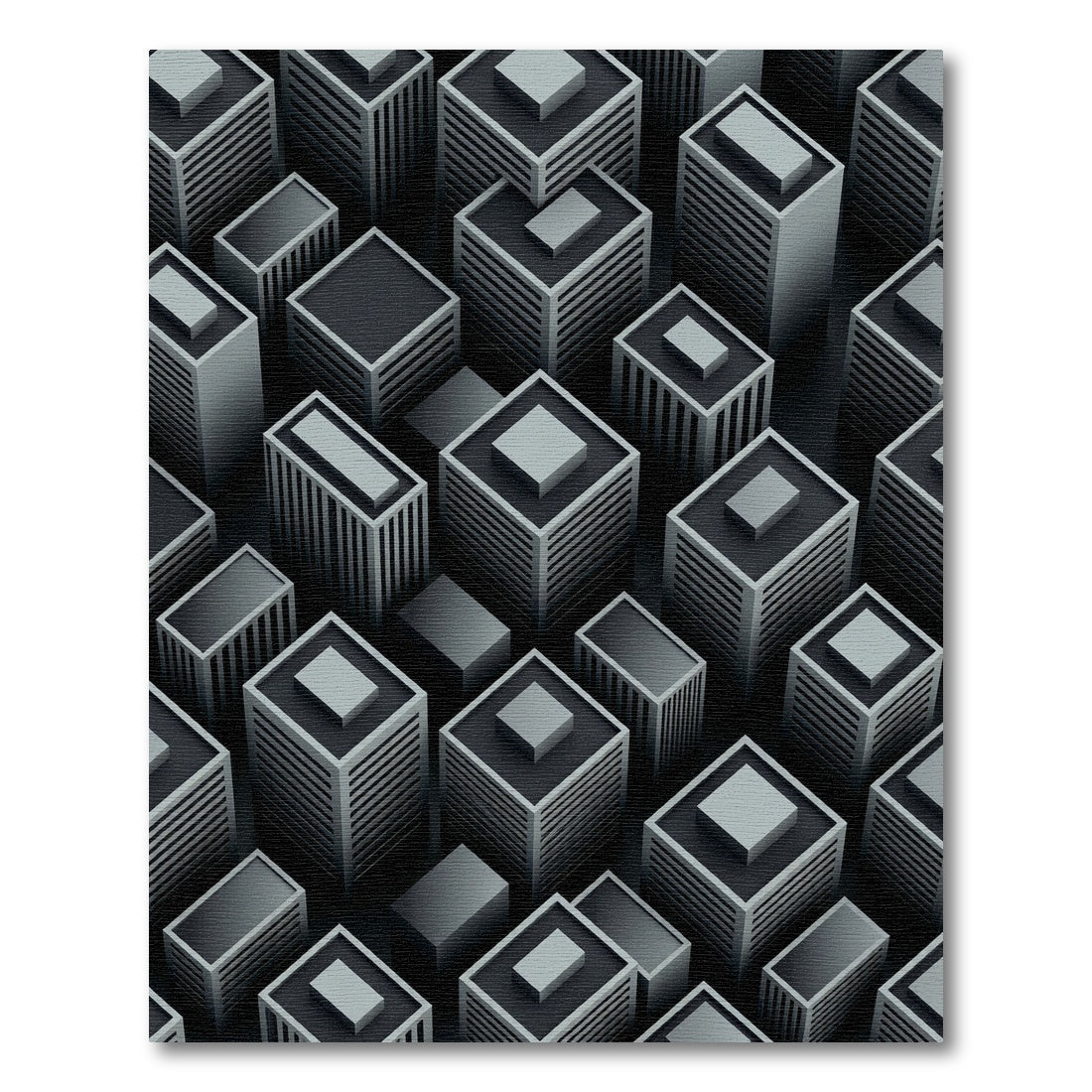 Monochromatic Geometric Skyscraper Cityscape Rug