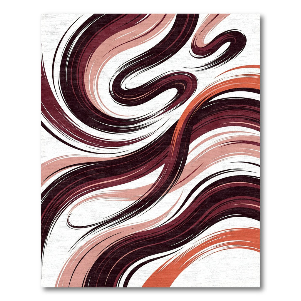 Crimson Peach Abstract Swirl Rug