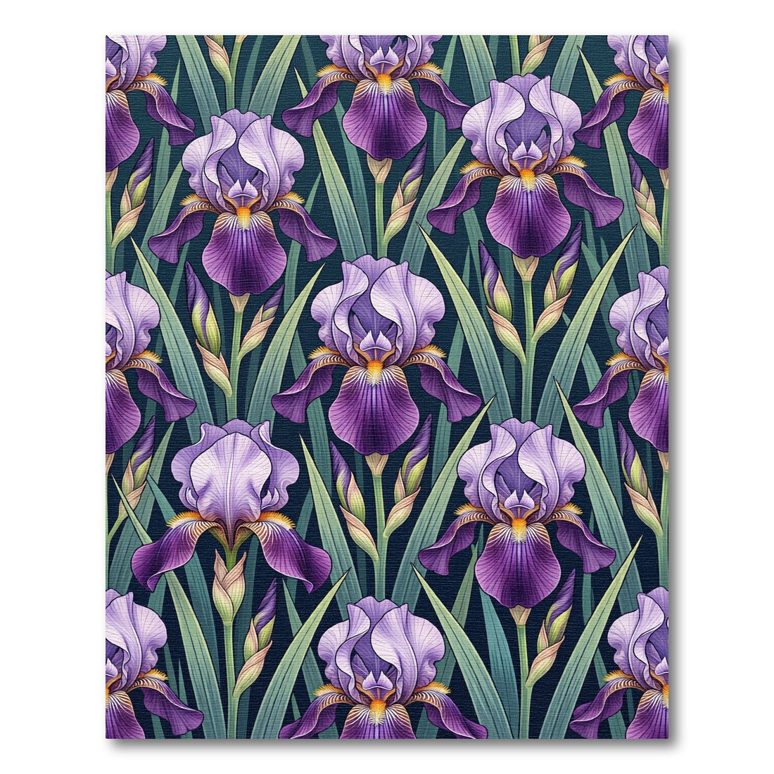 Elegant Purple Iris Botanical Bouquet Rug
