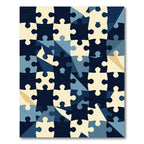 Puzzle Pieces Navy Cream Geometric Arrangement Rug