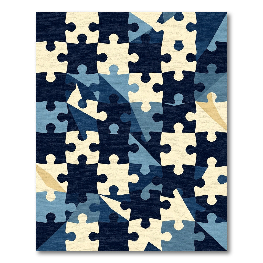 Puzzle Pieces Navy Cream Geometric Arrangement Rug