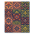 Orange Blue Pomegranate Tile Intaglio Rug