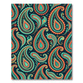 Vibrant Teal and Tangerine Paisley Swirls Rug
