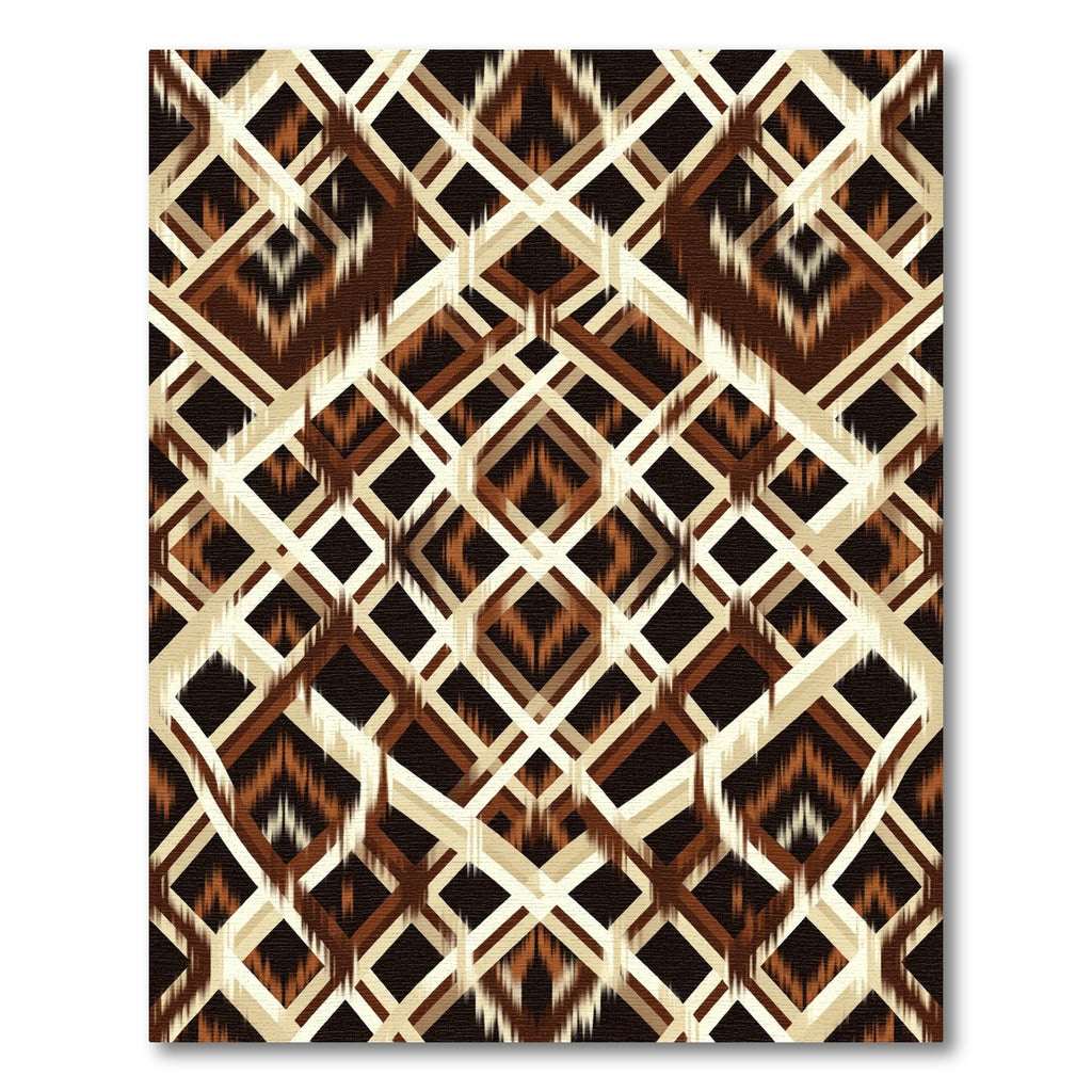 Brown Beige Diamond Ikat Overlay Rug