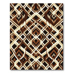 Brown Beige Diamond Ikat Overlay Rug