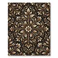 Ornate Gold Floral Scrolling Black Rug