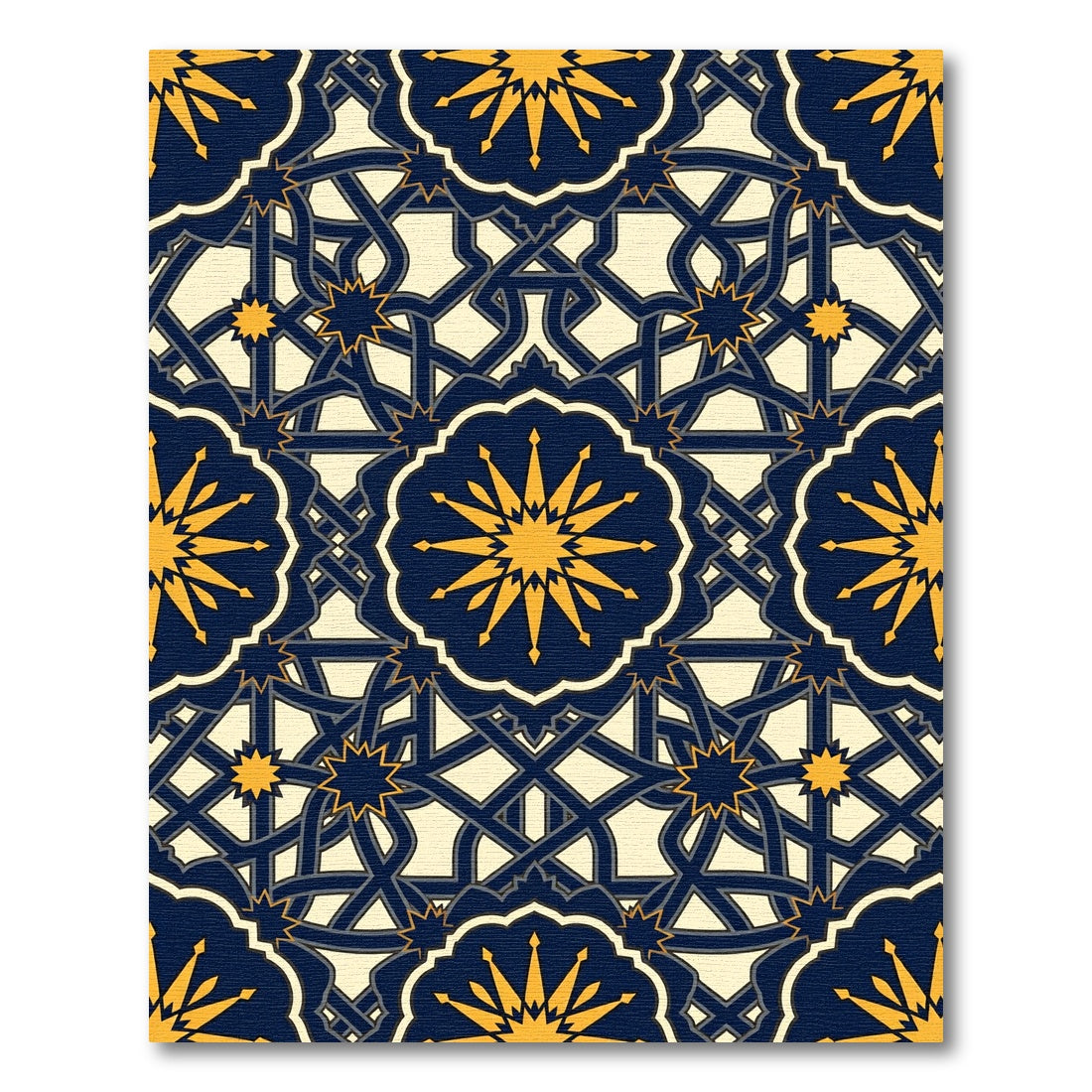 Navy Blue Geometric Star Medallion Rug