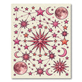 Celestial Pink Star Moon Constellation Rug