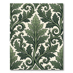Classic Forest Green Acanthus Leaf Damask Rug