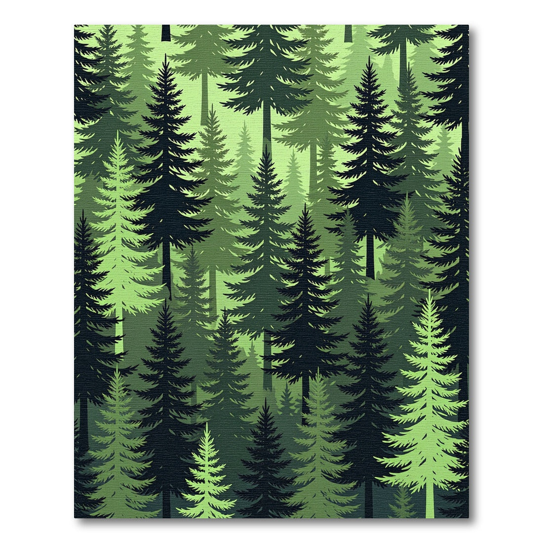 Emerald Green Forest Evergreen Trees Rug