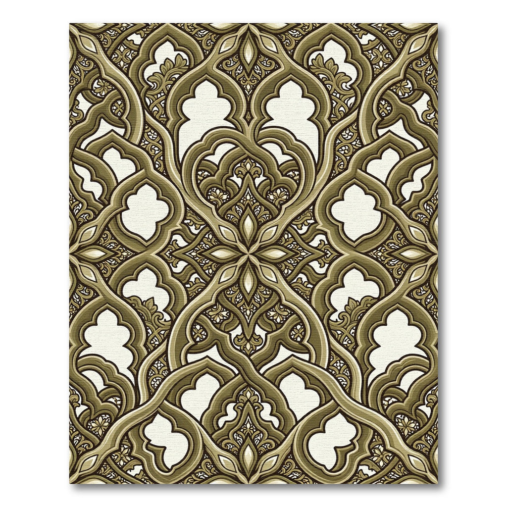 Ornate Gold Lattice Arabesque Rug