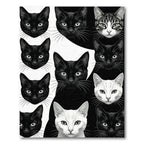 Black White Feline Portrait Collection Rug