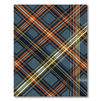 Contemporary Navy and Orange Plaid Grid Rug