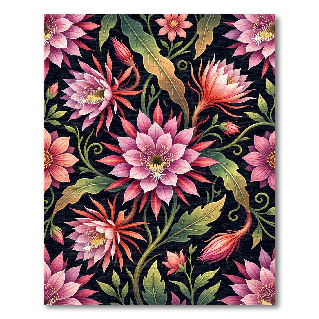 Lush Pink Cactus Bloom Botanical Art Rug