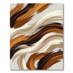 Modern Abstract Brown Swirling Waves Rug
