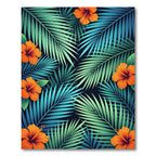 Vibrant Tropical Hibiscus Leaf Jungle Rug