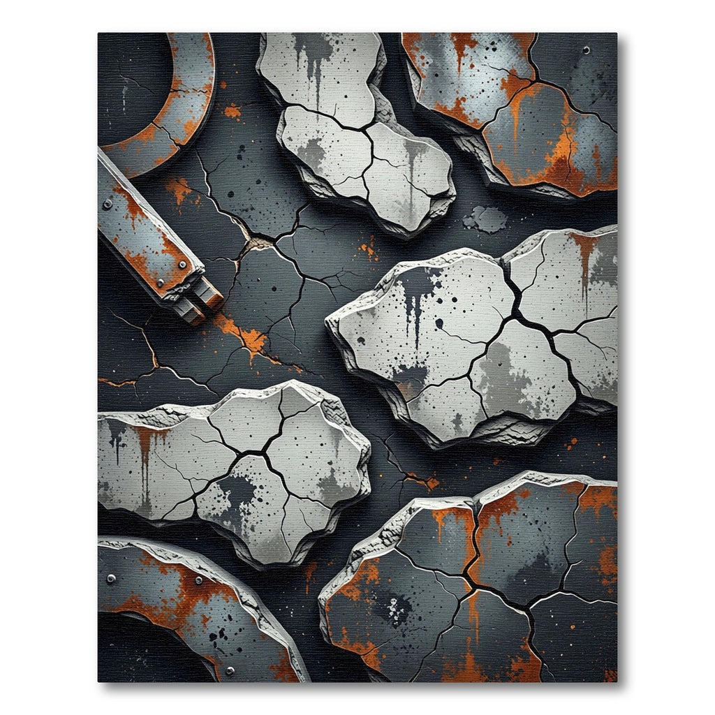 Industrial Cracked Concrete Steel Oxide Floor Rug