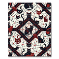 Black Red Celestial Cat Constellation Rug