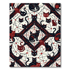 Black Red Celestial Cat Constellation Rug