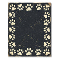 Distressed Black Paw Print Border Rug