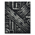 Industrial Grayscale Metal Crossroads Rug
