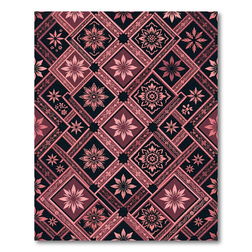 Rose Gold Floral Tile Mosaic Rug
