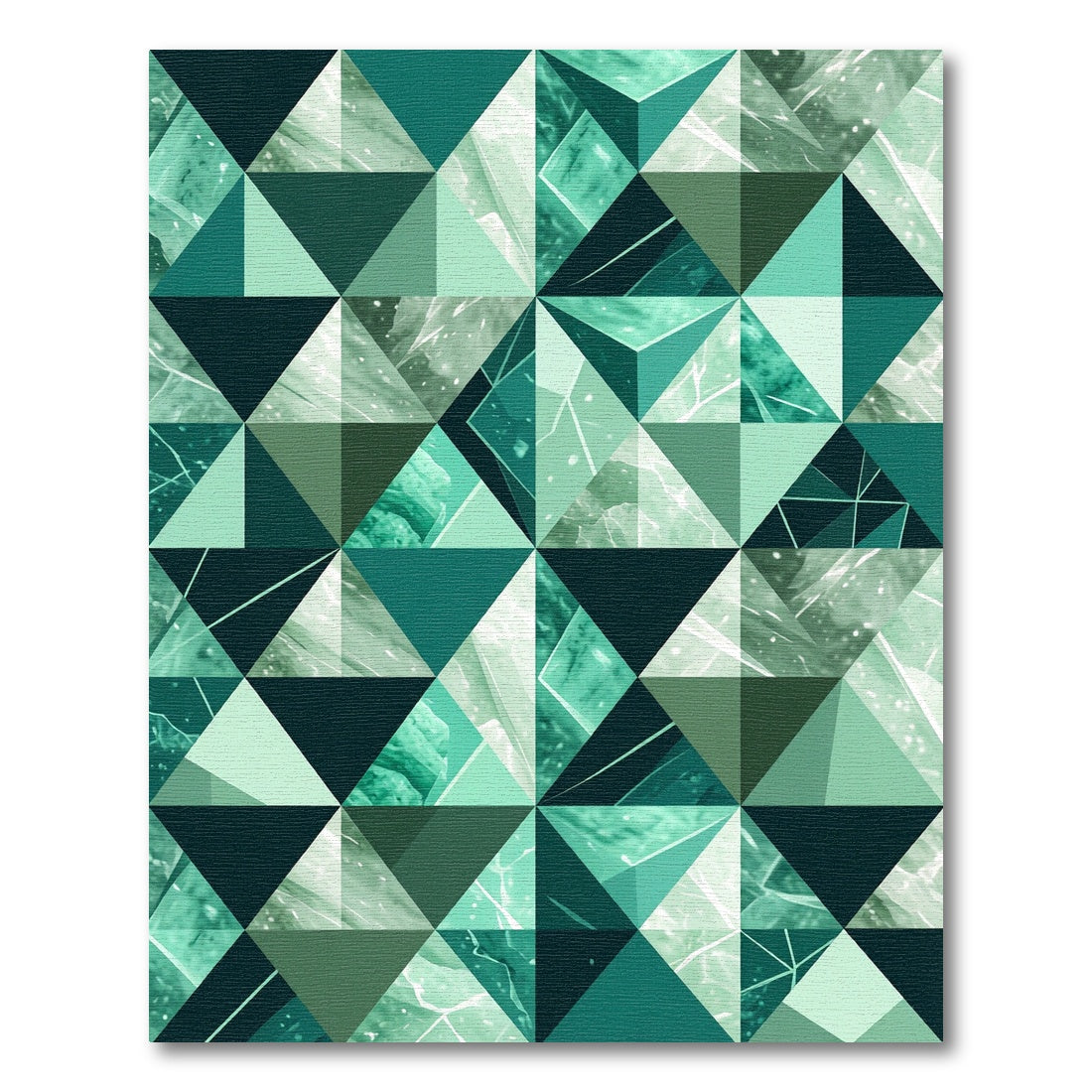 Mint Green Geometric Crystal Polygon Rug
