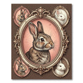 Ornate Antique Bunny Portrait Rug