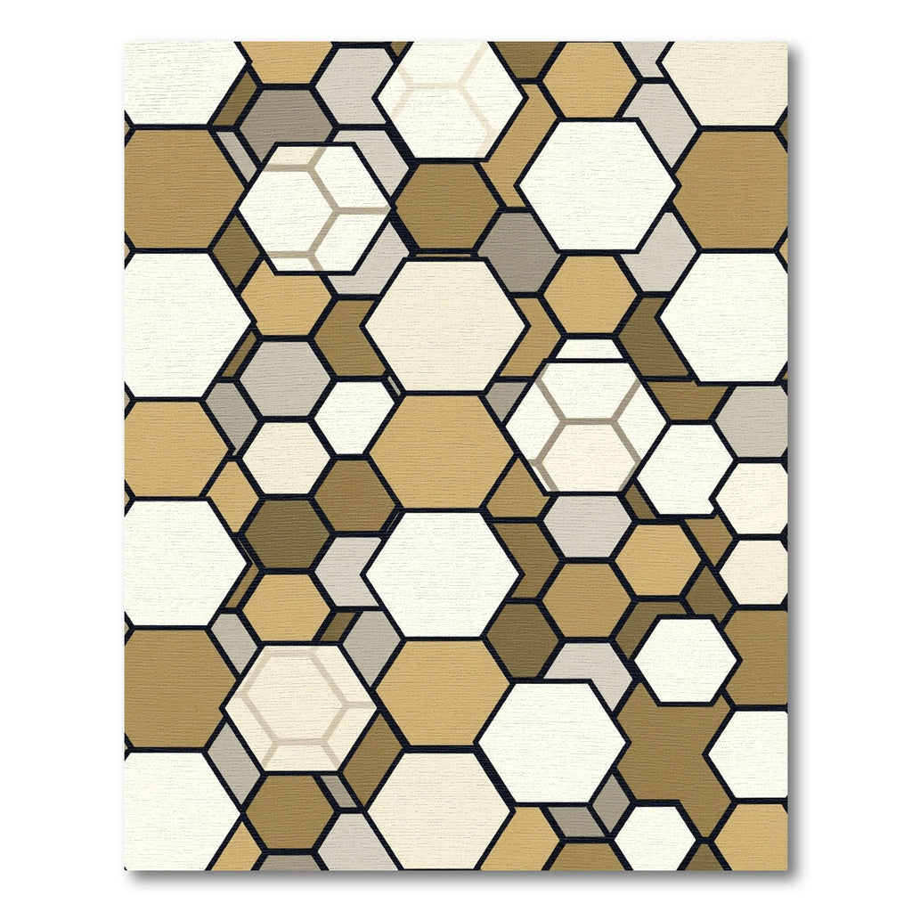 Modern Earthy Geometric Hexagon Rug