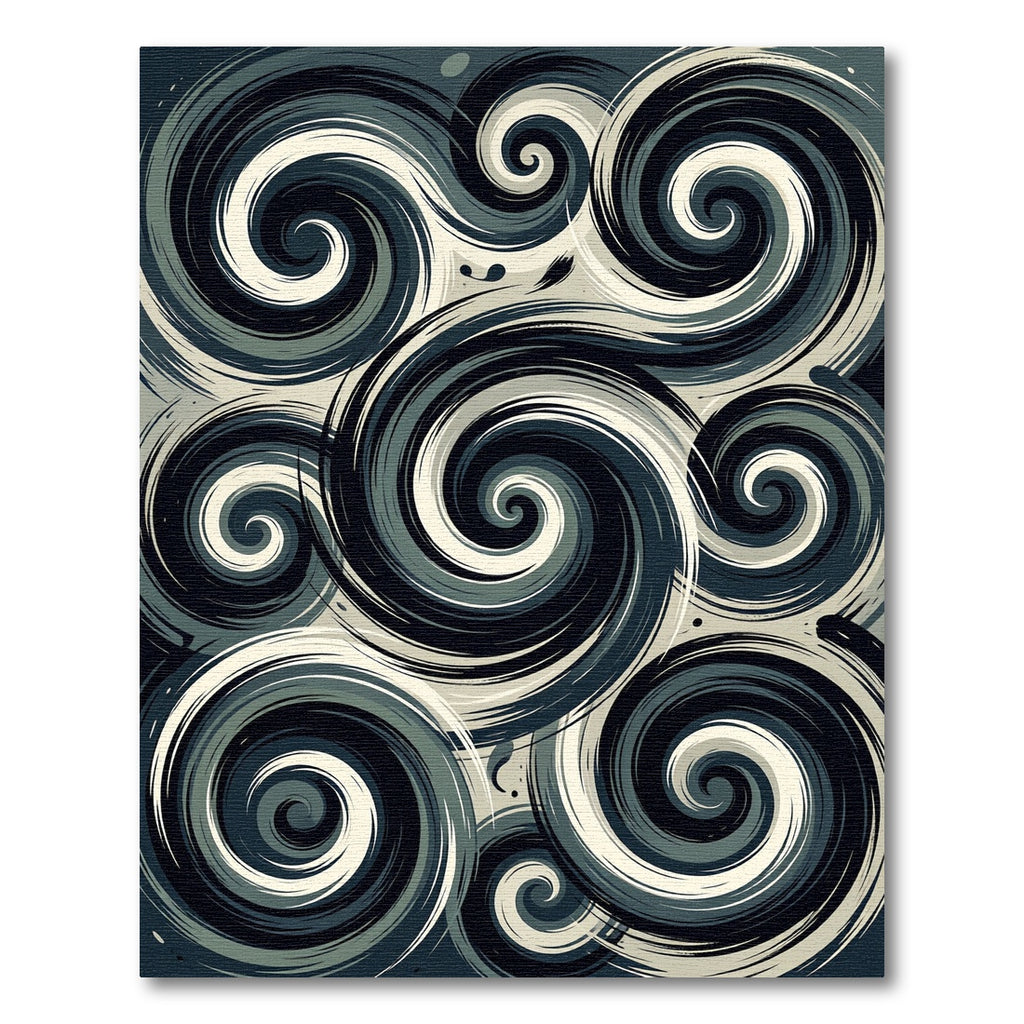 Monochrome Swirl Abstract Art Rug